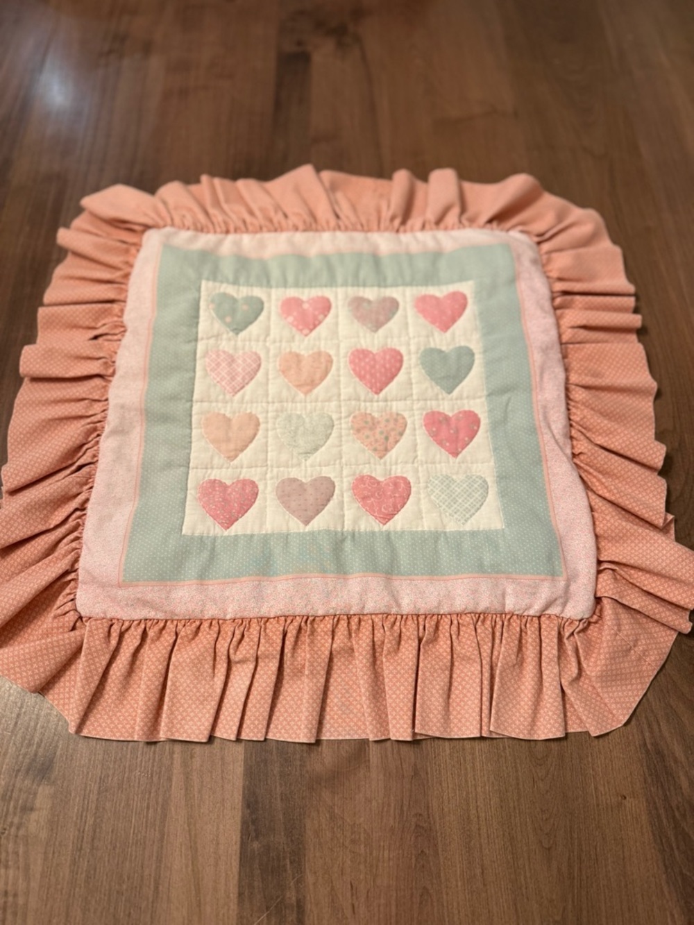 Vintage heart quilted pillow sham